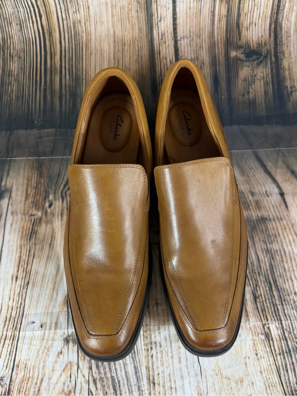 Clarks Mens Brown Leather Slip On Loafers Size 14 Dress Casual Shoes Comfort